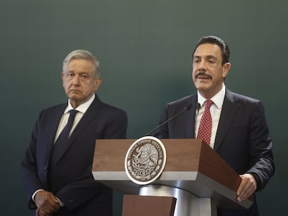 Omar Fayad junto a López Obrador, en Pachuca (Estado de Hidalgo), en 2019.