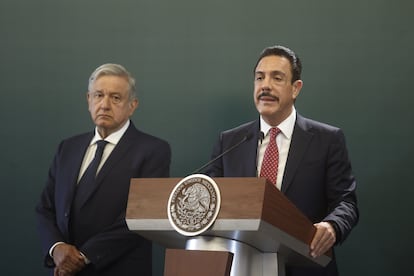 Omar Fayad junto a López Obrador, en Pachuca (Estado de Hidalgo), en 2019.