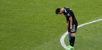 Messi, al acabar el duelo ante Islandia.