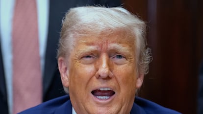 El presidente estadounidense, Donald Trump, este lunes en la Casa Blanca.