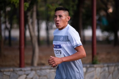 El atleta pemón durante un entrenamiento en Caracas. 