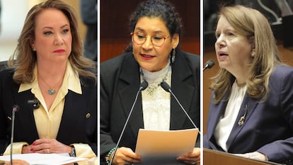 Desde la izquierda: Yasmín Esquivel, Lenia Batres y Loretta Ortiz.