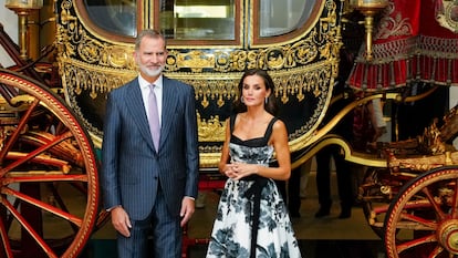 Los reyes Felipe y Letizia, el día en que se inauguró oficialmente la Galería de las Colecciones Reales, el 25 de julio de 2023.