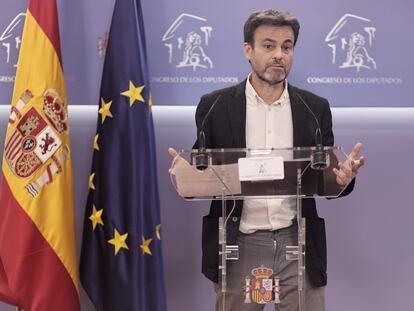 Jaume Asens, presidente del grupo parlamentario de Unidas Podemos, este martes en el Congreso.