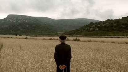 Àngel Beltran looks out to where he saw the Nazi bomb divers in a still from the documentary.