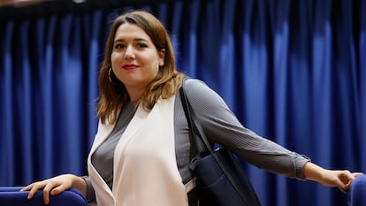 La exsecretaria de Estado de Igualdad, Ángela Rodríguez,  en un acto en Pontevedra en 2023.