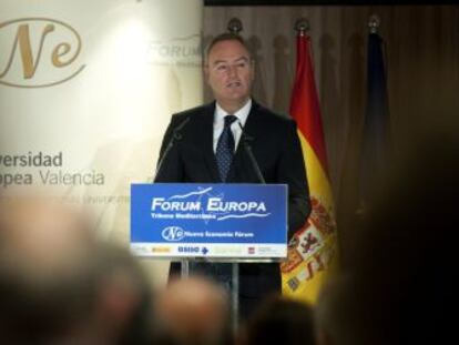 El presidente de la Generalitat, Alberto Fabra, durante su intervención en el Forum Europa.