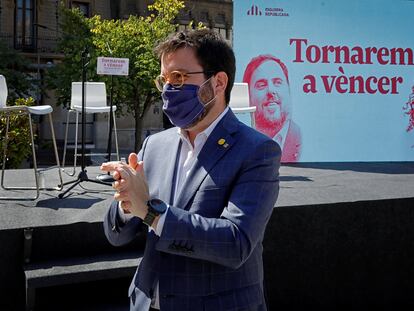 El coordinador nacional de ERC, Pere Aragonés, en un acto en Manresa (Barcelona).