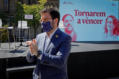 El coordinador nacional de ERC, Pere Aragonés, en un acto en Manresa (Barcelona).