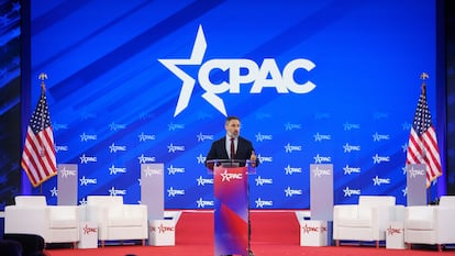 El líder de Vox, Santiago Abascal, en la cumbre de la Conservative Political Action Conference (CPAC), en National Harbor, Maryland, el jueves.