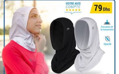 Imagen del hijab marca Kalenji comercializado en Marruecos.