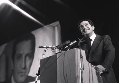 Adolfo Suárez, en un mitin en febrero de 1979.