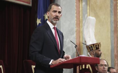 El rey Felipe VI, durante su discurso.