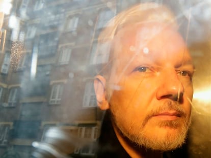 Julian Assange, in police custody in London, in May 2019.