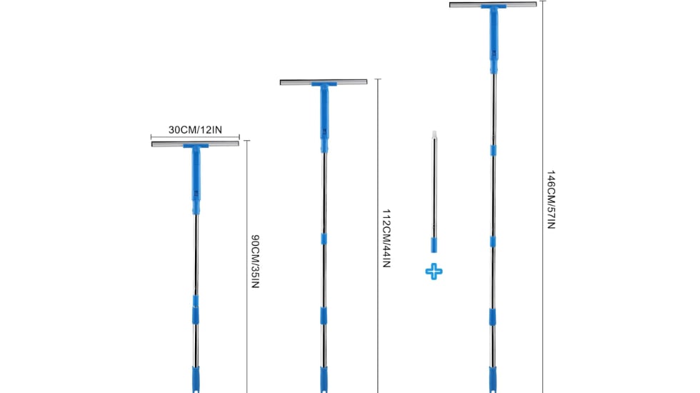 El mango del limpiacristales se puede extender hasta 146 cm.