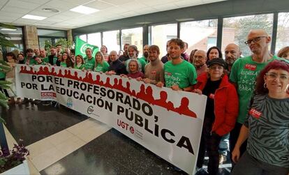 Los delegados sindicales de educación que se han unido al encierro de este martes en Madrid.