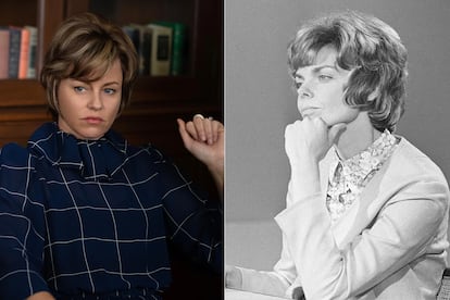 Jill Ruckelshaus (interpretada por?Elizabeth Banks). Representa a la derecha moderada. Republicana, proaborto, fue asistente especial de la Casa Blanca sobre los derechos de las mujeres bajo la administracin de Nixon. Despus, fue nombrada por el presidente Gerald Ford en 1975 como jefa de una comisin presidencial sobre los derechos de las mujeres con la intencin directa de ratificar la ERA.

La serie insina que su marido, William, perdi el ticket para ser vicepresidente con Gerald Ford porque ella ("la Gloria Steinem de las republicanas") era pro aborto.The Washington Post, en un artculo de 1983, tambin avala esta teora.