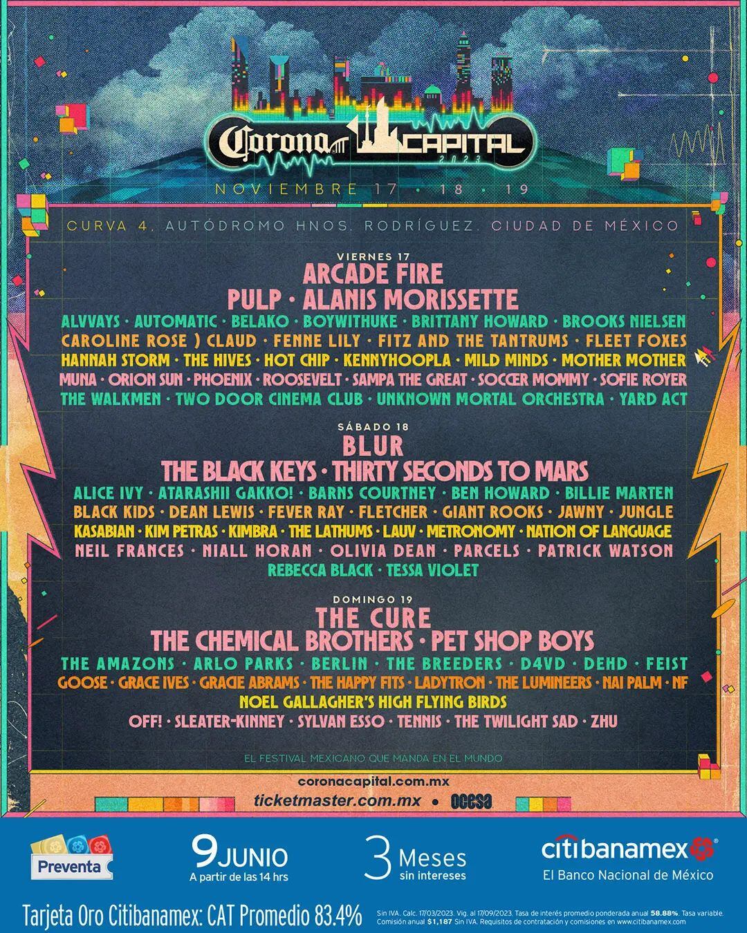 El cartel del festival Corona Capital 2023.