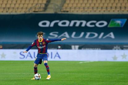 Riqui Puig, durant la final de la Supercopa contra l'Athletic.