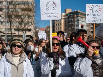 Protesta a favor de la sanidad pública en Madrid.