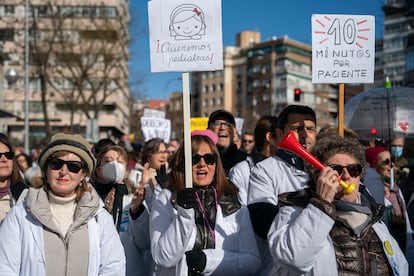 Protesta a favor de la sanidad pública en Madrid.