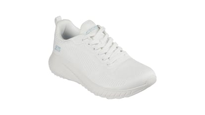 Minimalist Skechers on white background.