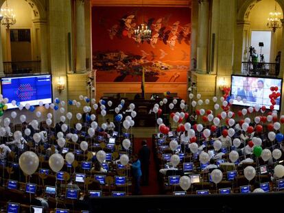 El Congreso de Colombia, tras aprobar la convocatoria del plebiscito en 2016.