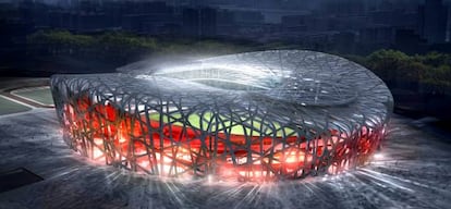 El estadio olímpico de Pekín, obra de Jacques Herzog y Pierre de Meuron. 