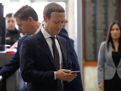 Mark Zuckerberg, a su llegada este miércoles al Capitolio, en Washington.