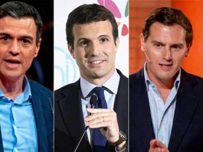 Pedro Sánchez, Pablo Casado, Albert Rivera y Pablo Iglesias.