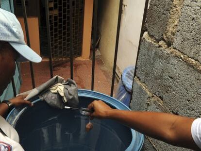 Tratamento para evitar a propagação do mosquito em Santo Domingo.