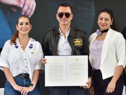 Daniel Noboa en un evento del Ministerio de la Mujer