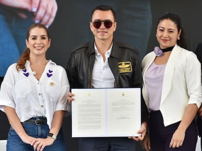 Daniel Noboa en un evento del Ministerio de la Mujer