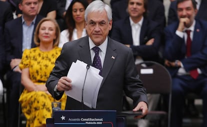 El presidente Sebastián Piñera en una conferencia en el Palacio de La Moneda de Santiago, el 23 de diciembre.