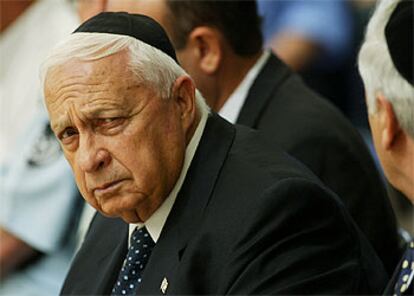 Ariel Sharon, ayer, durante la conmemoración del 30º aniversario de la guerra del Yom Kipur.