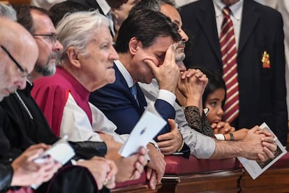 Conte, en el funeral del cardenal Silvestrini, en agosto del año pasado en la Basílica de San Pedro, en el Vaticano.