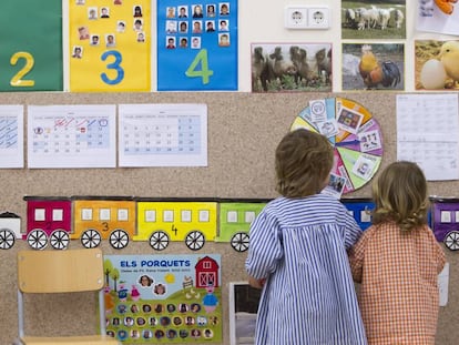 Ni&ntilde;os en una clase de Infantil. 