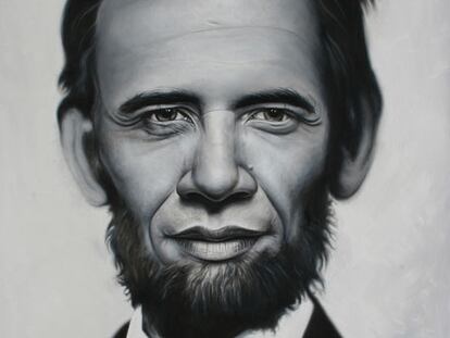 Fusion de los rostros de Abraham y Obama