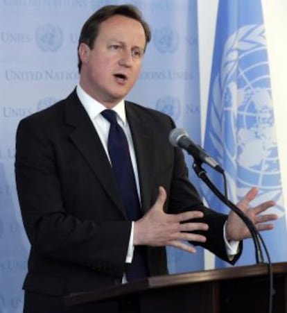 El primer ministro británico, David Cameron, en la sede de la ONU, en Nueva York, el 15 de mayo.