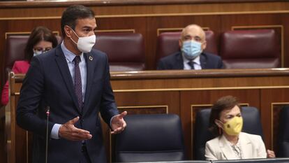 El presidente del Gobierno, Pedro Sánchez, durante la sesión de control al Gobierno de esta semana.