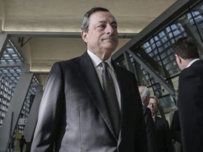 El presidente del Banco Central Europeo (BCE), Mario Draghi, durante la inauguraci&oacute;n oficial de la nueva sede del BCE.