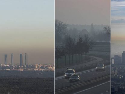 Contaminación atmosférica sobre Madrid, Berlín y París.