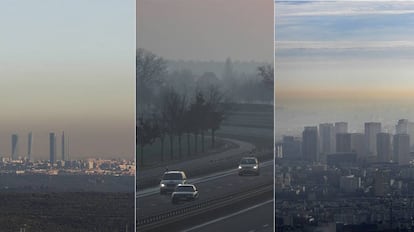 Contaminación atmosférica sobre Madrid, Berlín y París.