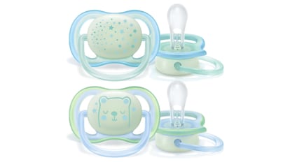 Pack de dos chupetes nocturnos para bebés de 0 a 6 meses Philips Avent, distintos colores