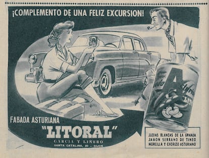 Anuncio de la Fabada Asturiana "Litoral", de 1956. La imagen pertenece al libro 'Fabada, historia y simbolismo de un icono asturiano' (La fabriquina).