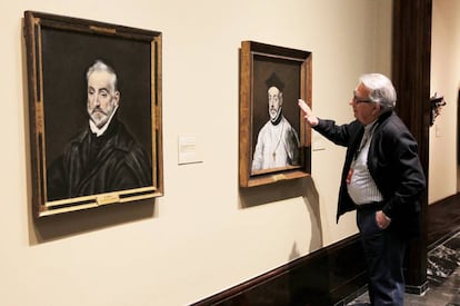 Imagen con los dos retratos pintados por El Greco que se exhiben en el Bellas Artes de Bilbao.