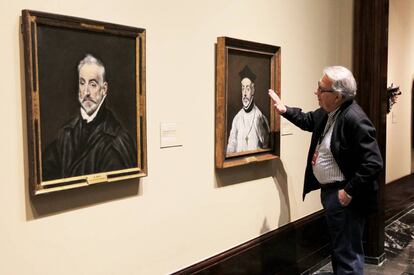 Imagen con los dos retratos pintados por El Greco que se exhiben en el Bellas Artes de Bilbao.