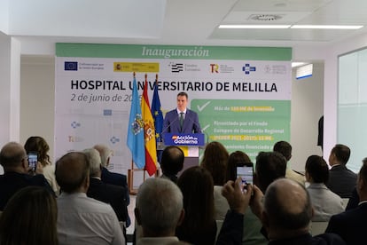 Sánchez, en la inauguración del Hospital Universitario de Melilla, este lunes.
