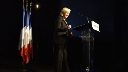 Marine Le Pen, candidata del Frente Nacional durante un discurso en Monswiller