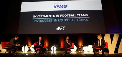 Juan José Cano, socio de KPMG;Javier Gómez, director general de LaLiga;Maheta Molango, consejero delegado del Mallorca, y Miguel ÁngelGil, consejero delegado del Atlético de Madrid.